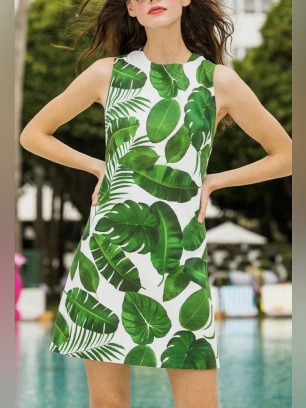 Alice + Olivia “Coley” tropical leaf dress Size 10